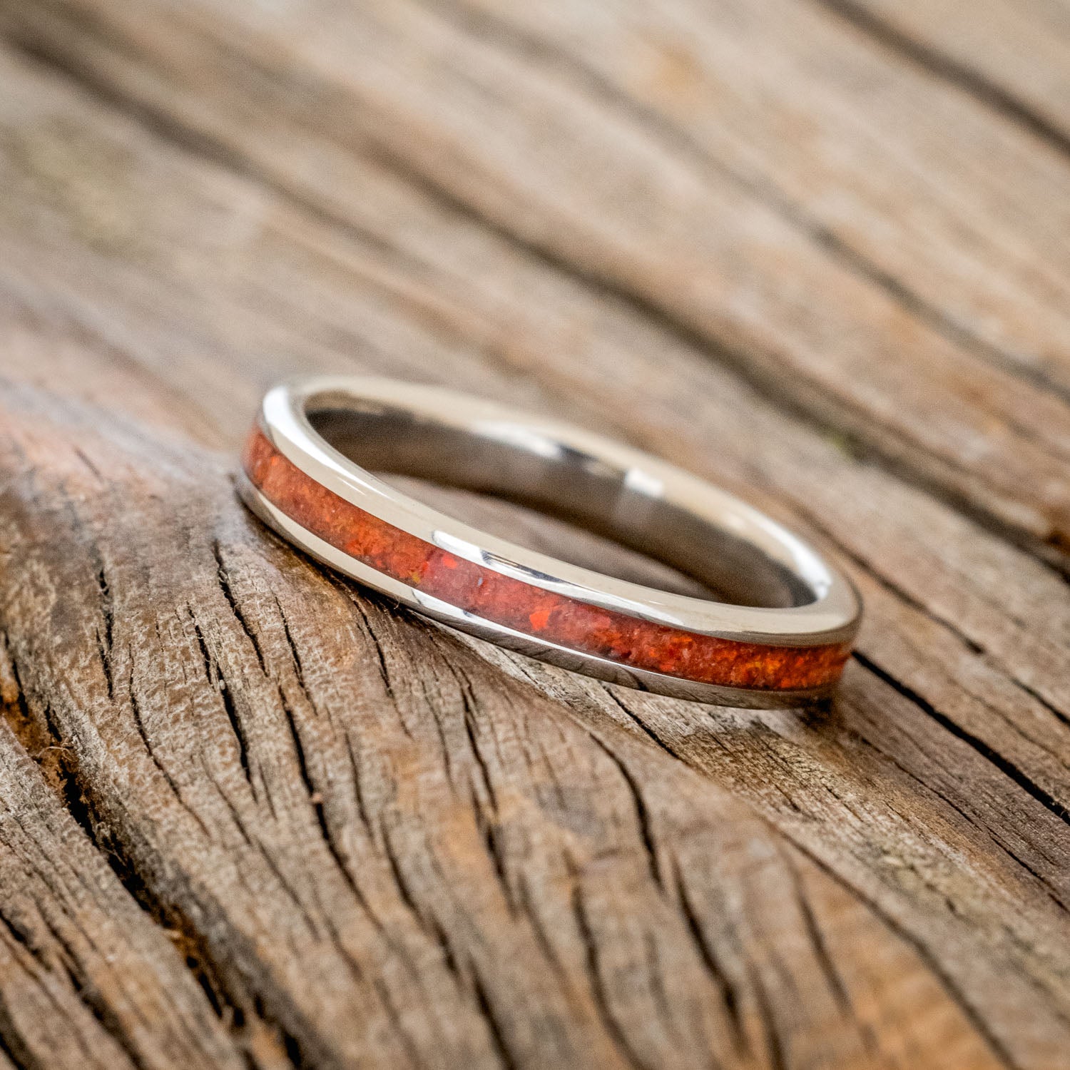 "ETERNA" - RUBY RED OPAL STACKING BAND-2