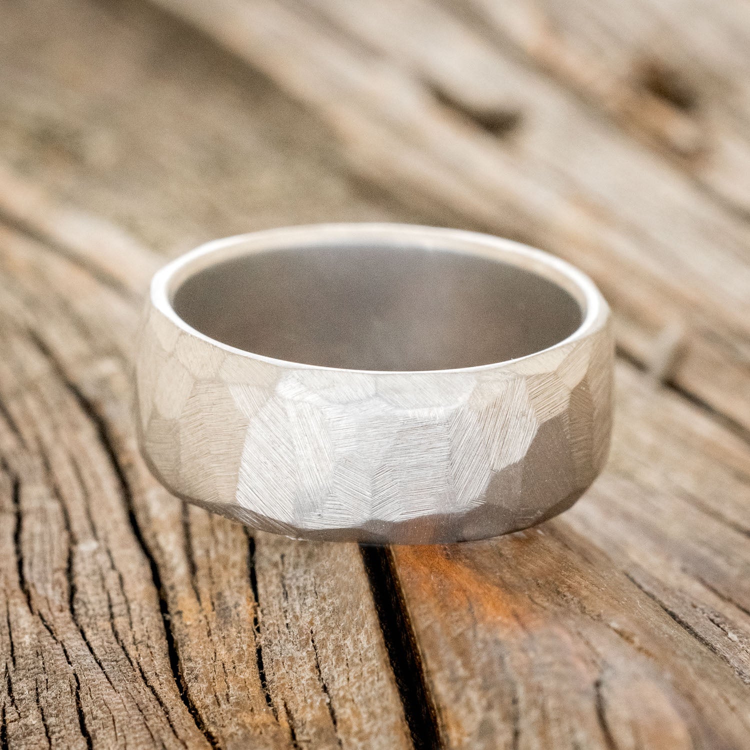 FACETED TITANIUM RING WITH A STONE-WASH FINISH-3