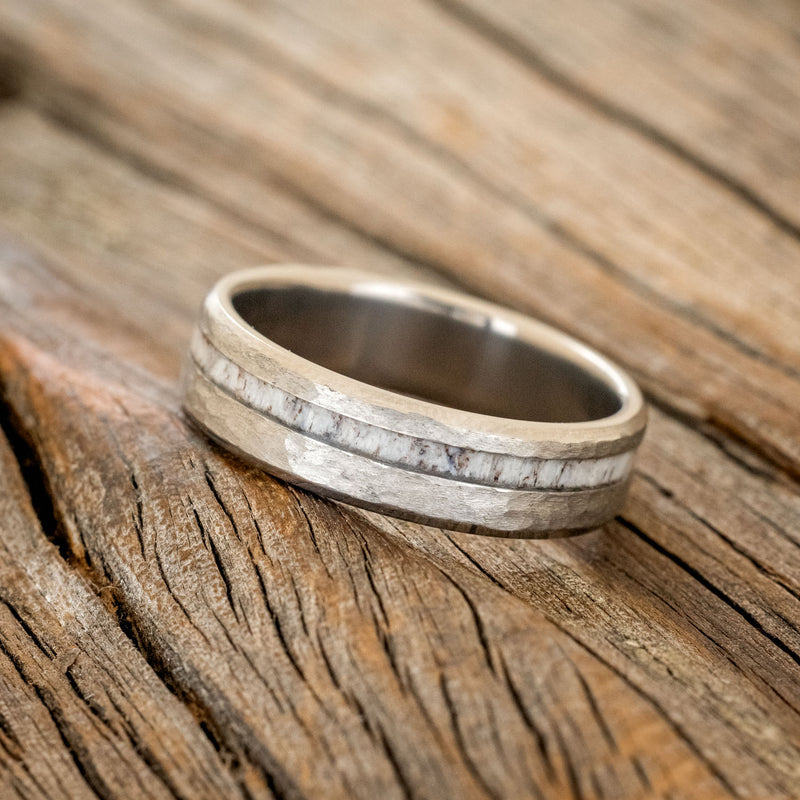 "VERTIGO" - ANTLER WEDDING RING FEATURING A HAMMERED FINISH-2