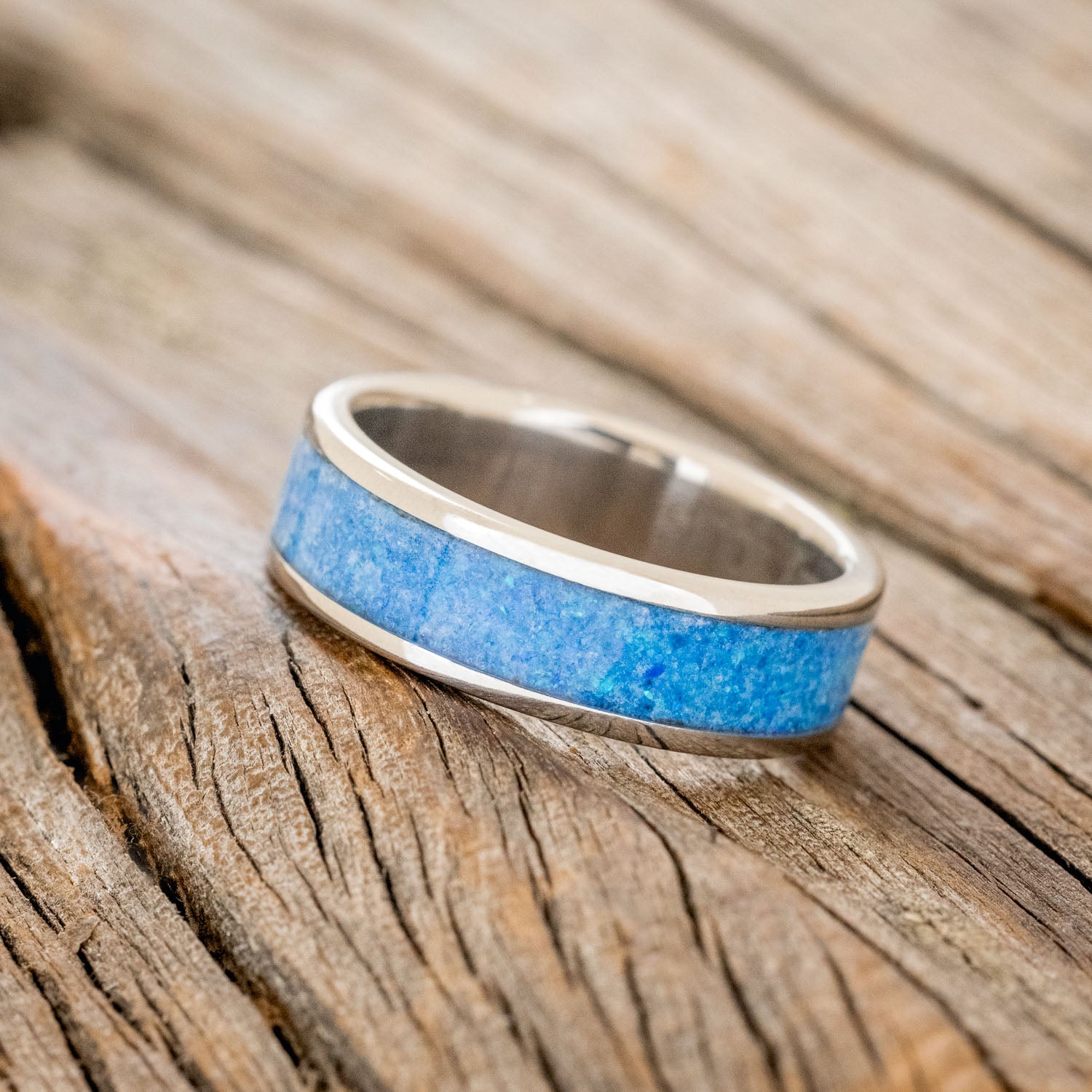 "RAINIER" - BLUE OPAL WEDDING BAND-2