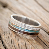 "RIO" - ELK ANTLER, PATINA COPPER & IRONWOOD WEDDING RING - READY TO SHIP-2