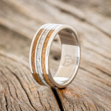 "RIO" - WHISKEY BARREL OAK & CRUSHED BLACK PEARL WEDDING RING - READY TO SHIP-1