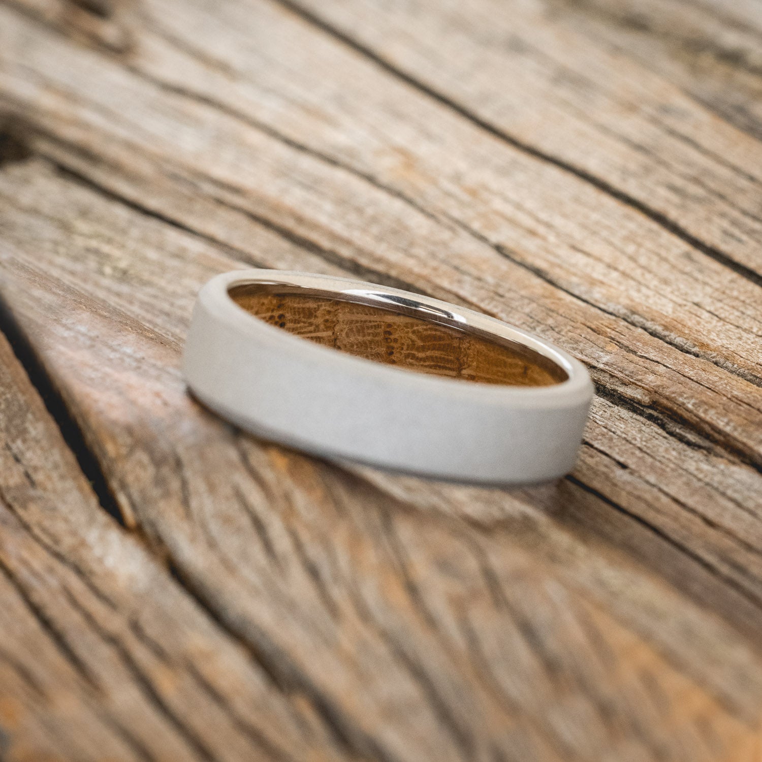 WHISKEY BARREL CHANNEL LINED RING WITH SANDBLASTED FINISH-5