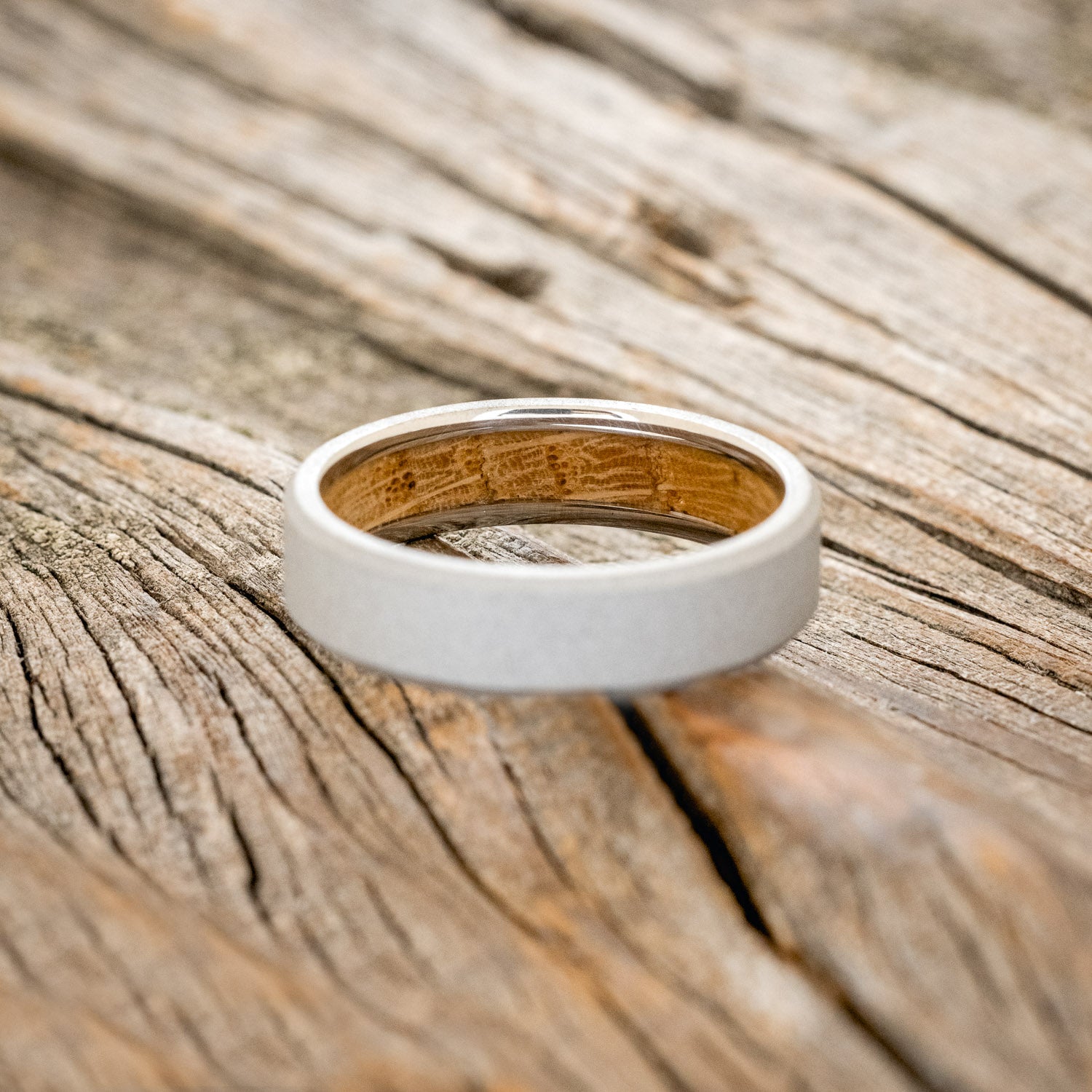WHISKEY BARREL CHANNEL LINED RING WITH SANDBLASTED FINISH-3