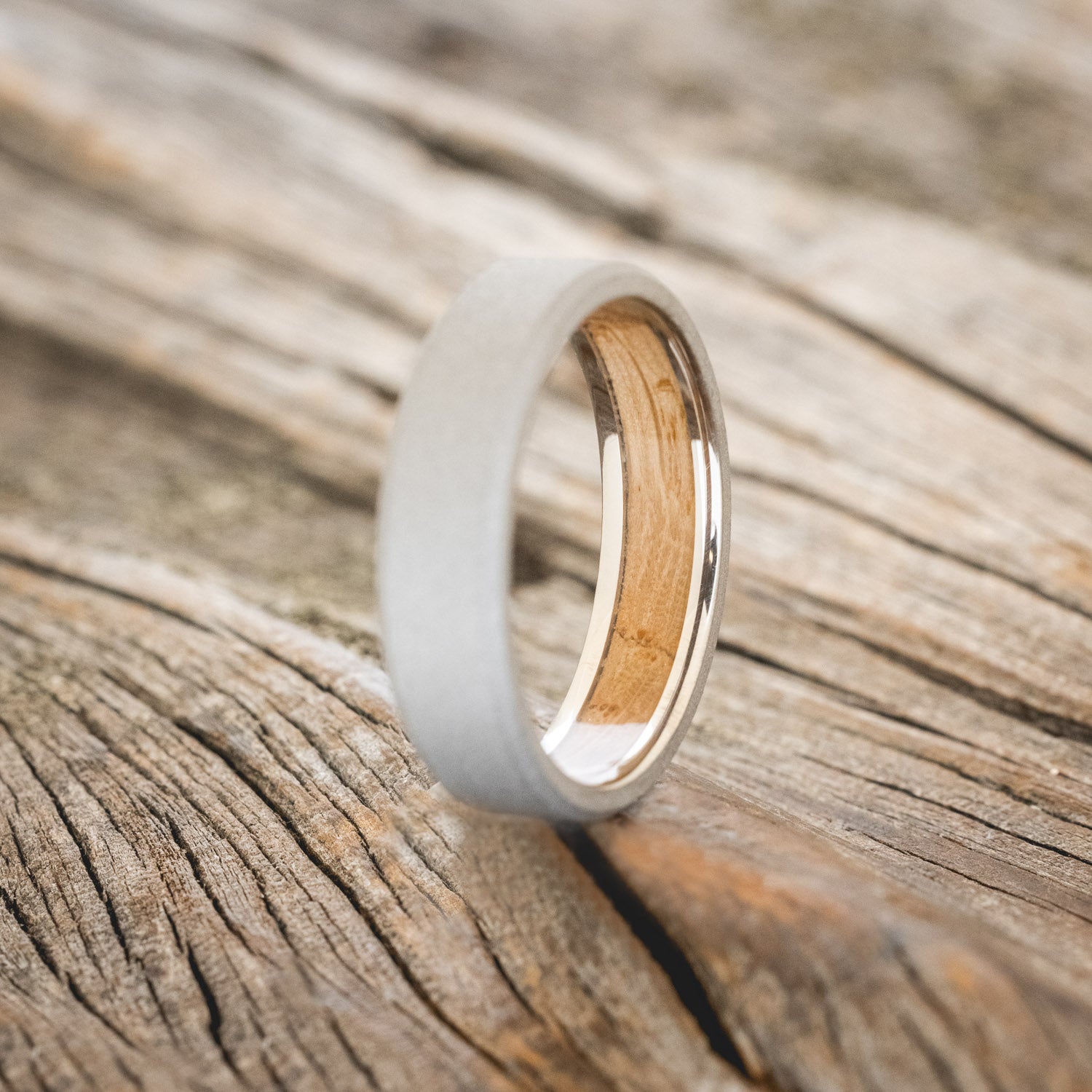 WHISKEY BARREL CHANNEL LINED RING WITH SANDBLASTED FINISH-4