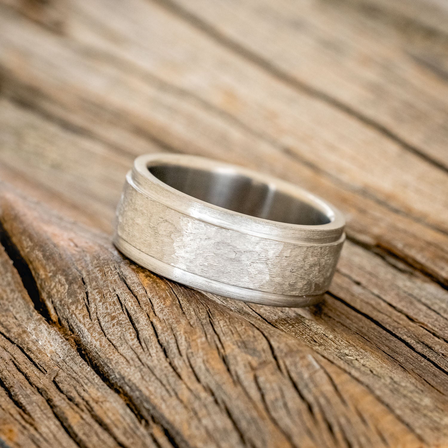 "SEDONA" - RAISED HAMMERED CENTER WEDDING BAND - READY TO SHIP-2