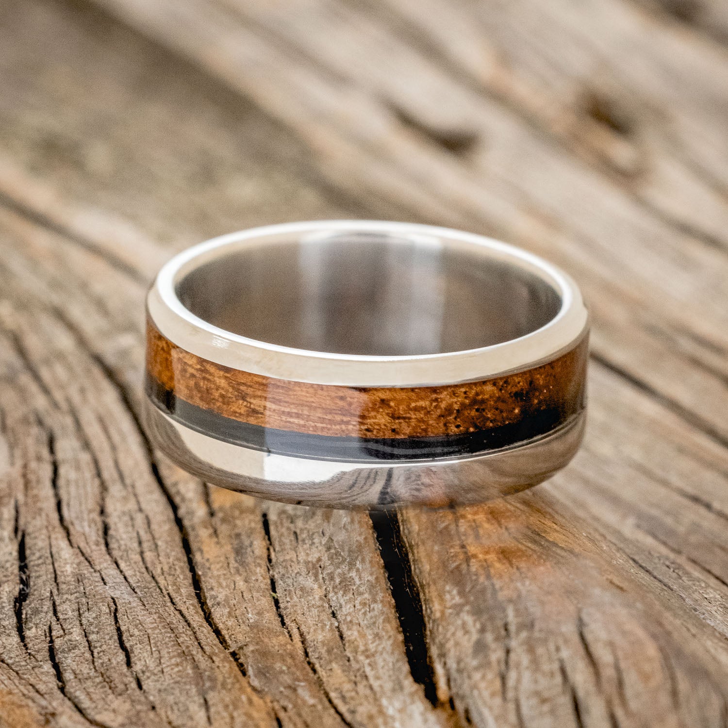 "TANNER" - KOA WOOD & CARBON FIBER WEDDING BAND-3