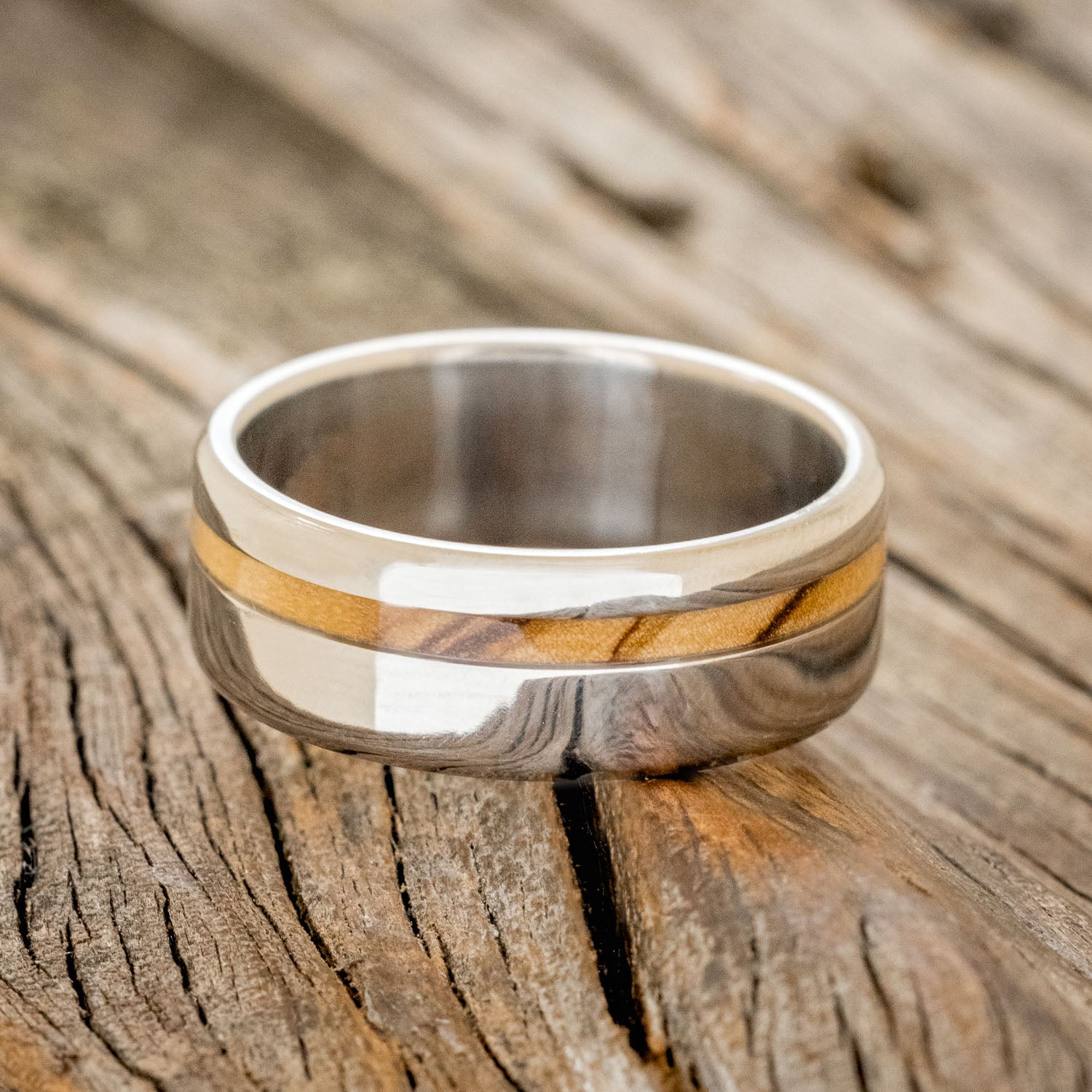"VERTIGO" - BETHLEHEM OLIVE WOOD WEDDING BAND-3