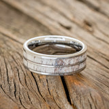 "DYAD" - ANTLER INLAY WEDDING BAND - READY TO SHIP-6