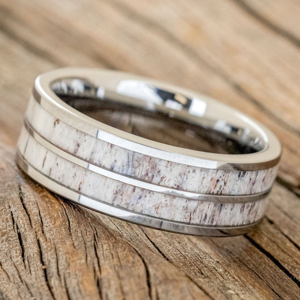 "DYAD" - ANTLER INLAY WEDDING BAND-5
