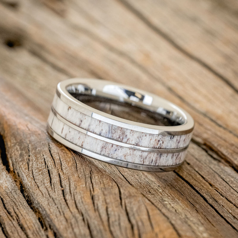 "DYAD" - ANTLER INLAY WEDDING BAND - READY TO SHIP-5