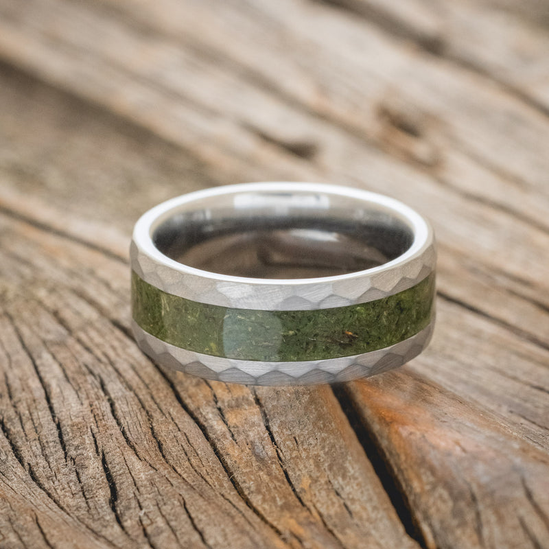 The Apollo Noir | Men's Hammered Black Titanium Wedding Band | Rustic and Main