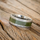 "APOLLO" - FACETED TUNGSTEN WEDDING BAND WITH MOSS INLAY-2