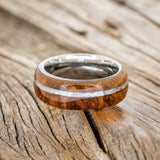 "REMMY" - REDWOOD & MOTHER OF PEARL WEDDING RING - READY TO SHIP-6