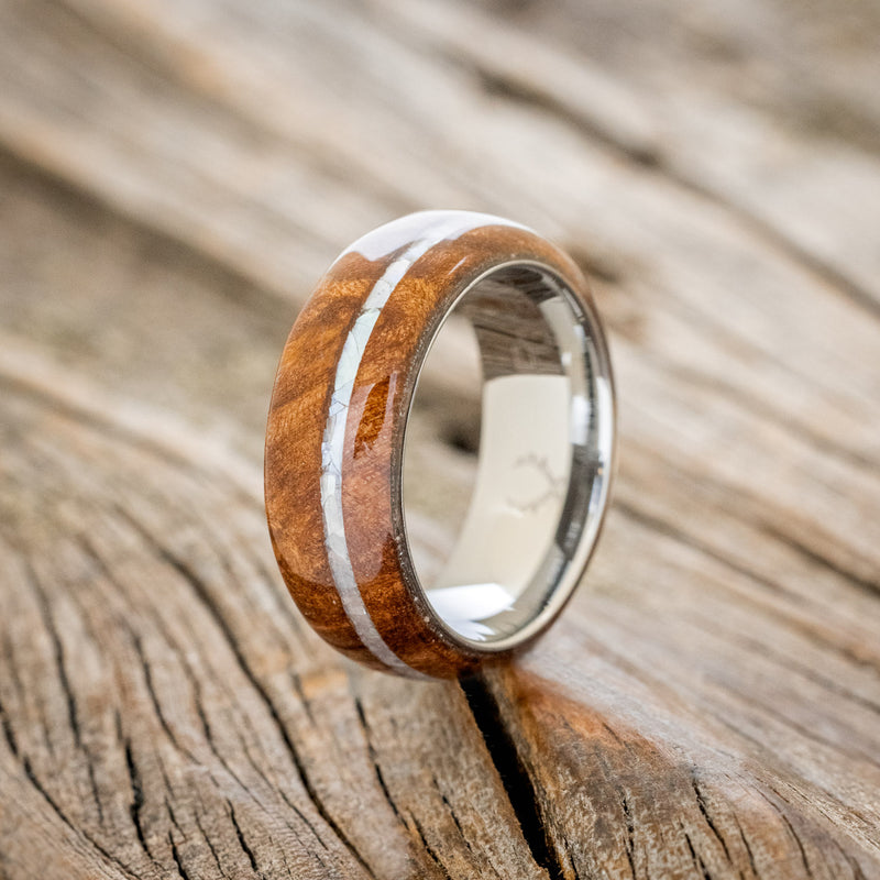 "REMMY" - REDWOOD & MOTHER OF PEARL WEDDING RING