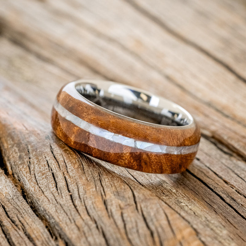 "REMMY" - REDWOOD & MOTHER OF PEARL WEDDING RING - READY TO SHIP-5