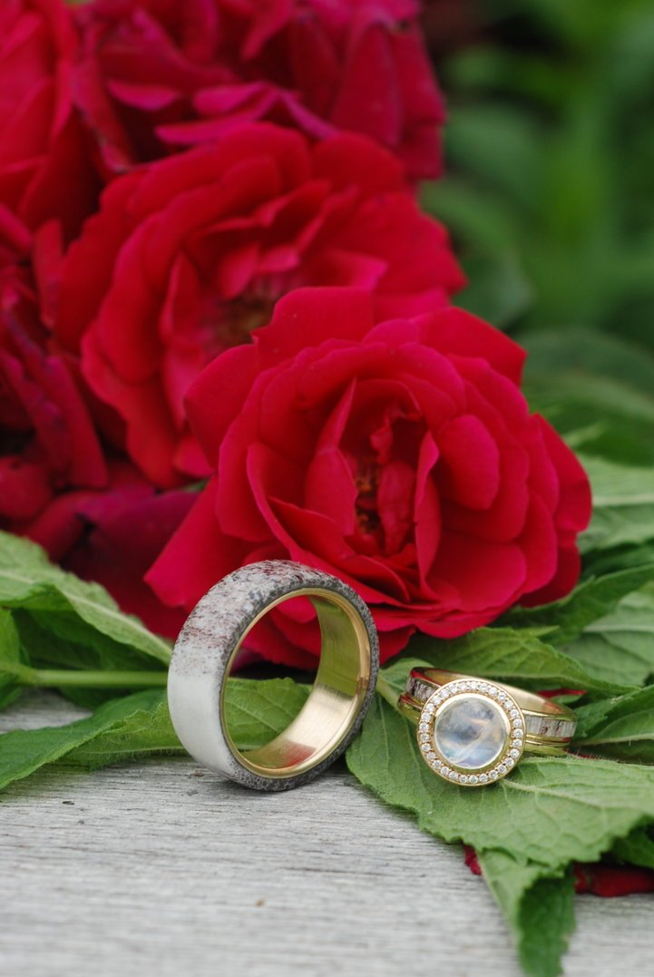 "TERRA" - ROUND CUT MOONSTONE ENGAGEMENT RING WITH DIAMOND HALO-13