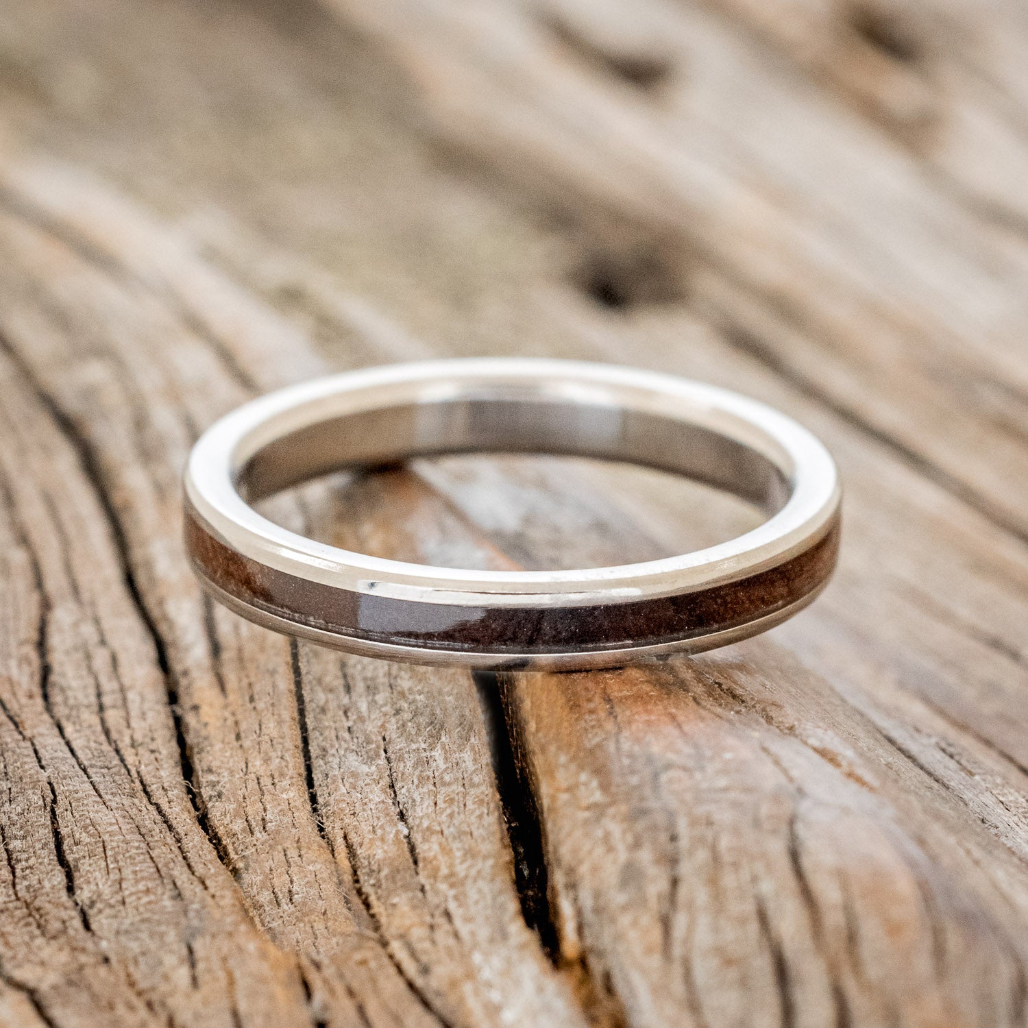 "VERTIGO" - MATCHING SET OF WALNUT WEDDING BANDS-7