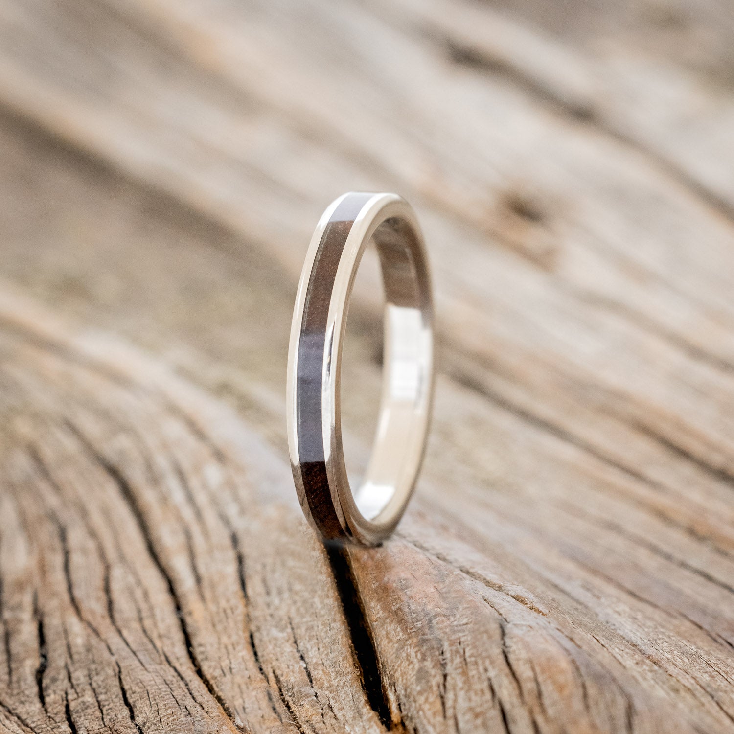 "VERTIGO" - MATCHING SET OF WALNUT WEDDING BANDS-3