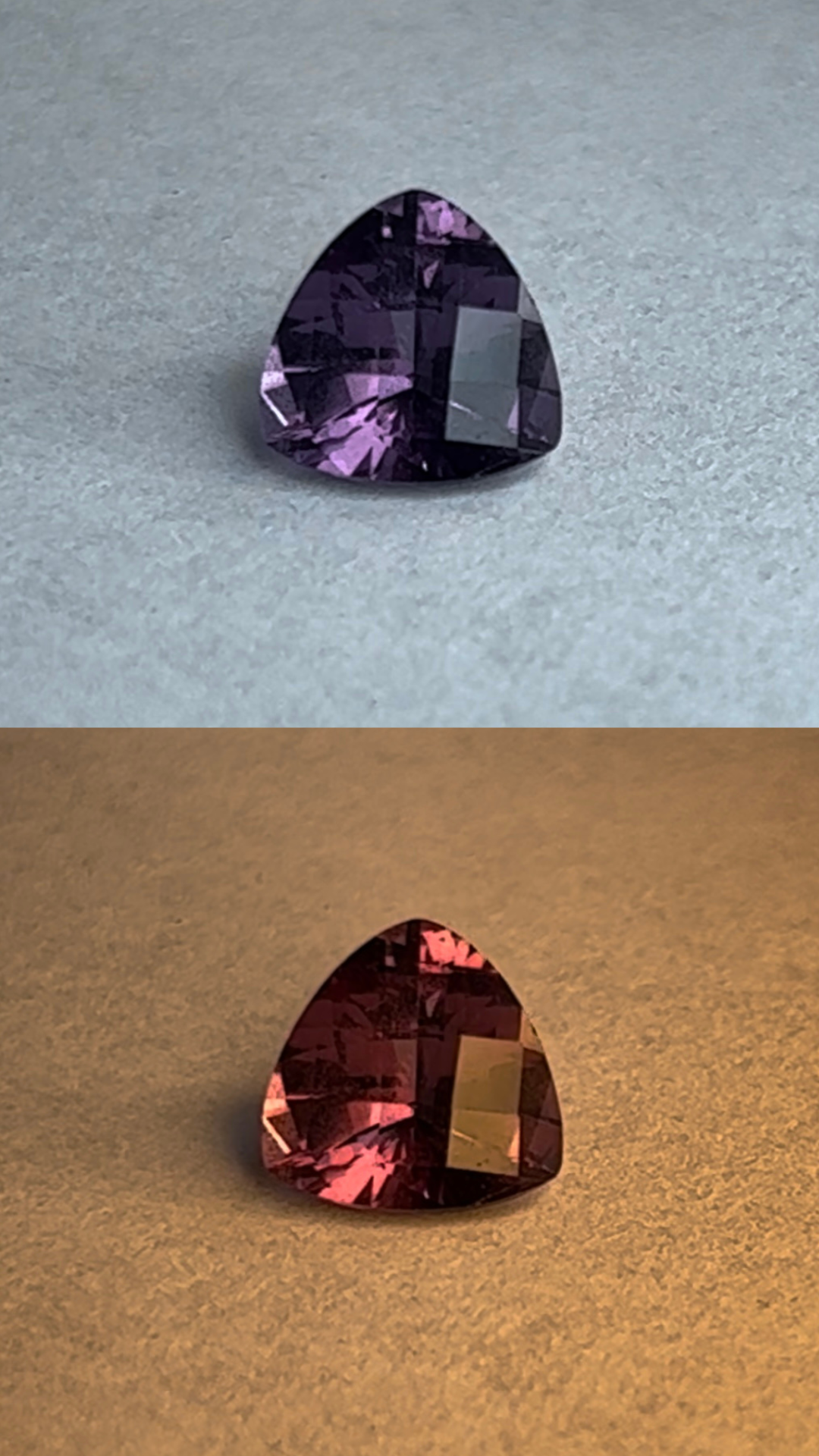 "ALPHA" - CHECKER TRIANGLE CUT COLOR-CHANGING GARNET-8