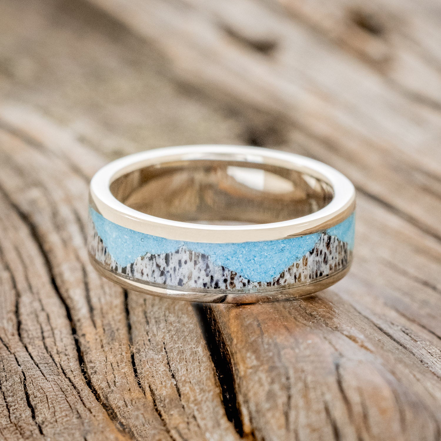 "HELIOS" - TURQUOISE & ANTLER WEDDING BAND-3