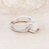 "ANASTASIA" - PRINCESS CUT MOISSANITE ENGAGEMENT RING WITH DIAMOND ACCENTS