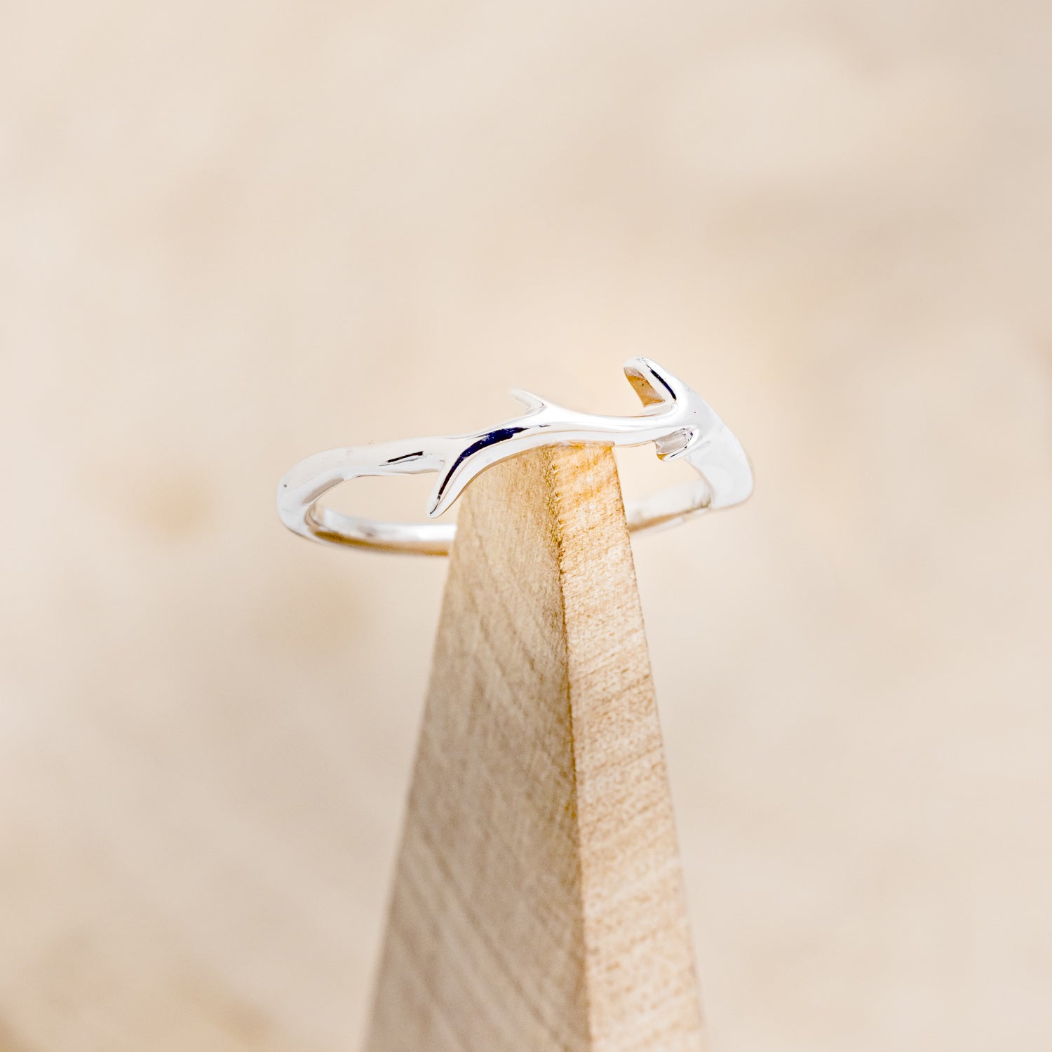 "ARTEMIS" - ELONGATED HEXAGON SMOKY QUARTZ ENGAGEMENT RING WITH DIAMOND ACCENTS & ANTLER STYLE STACKER-13