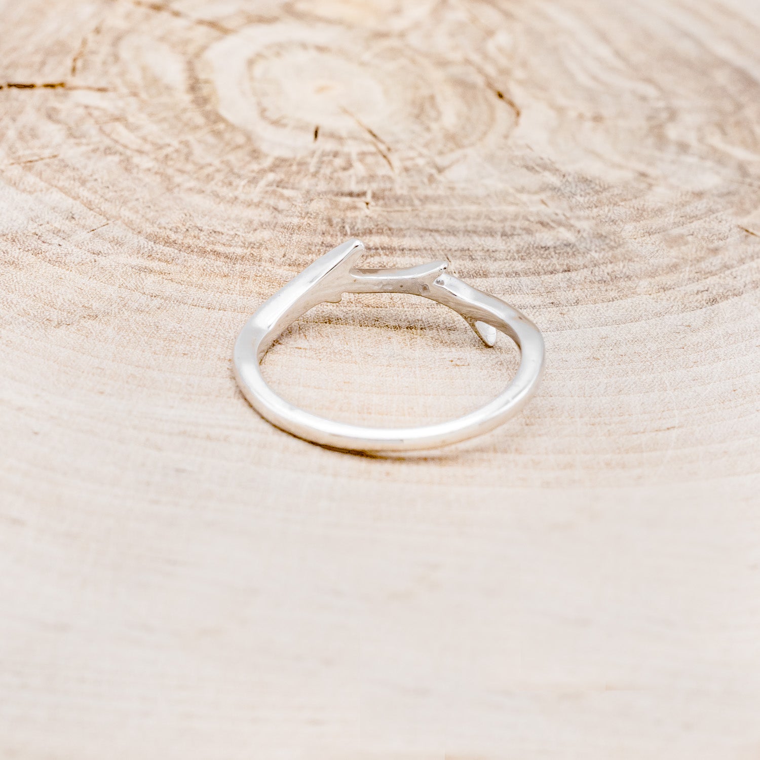 "ARTEMIS" - ELONGATED HEXAGON SMOKY QUARTZ ENGAGEMENT RING WITH DIAMOND ACCENTS & ANTLER STYLE STACKER-17