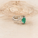 "ARTEMIS" - PEAR-SHAPED LAB-GROWN EMERALD ENGAGEMENT RING WITH AN ANTLER-STYLE RING GUARD-2