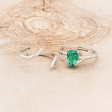 "ARTEMIS" - PEAR-SHAPED LAB-GROWN EMERALD ENGAGEMENT RING WITH AN ANTLER-STYLE RING GUARD-6