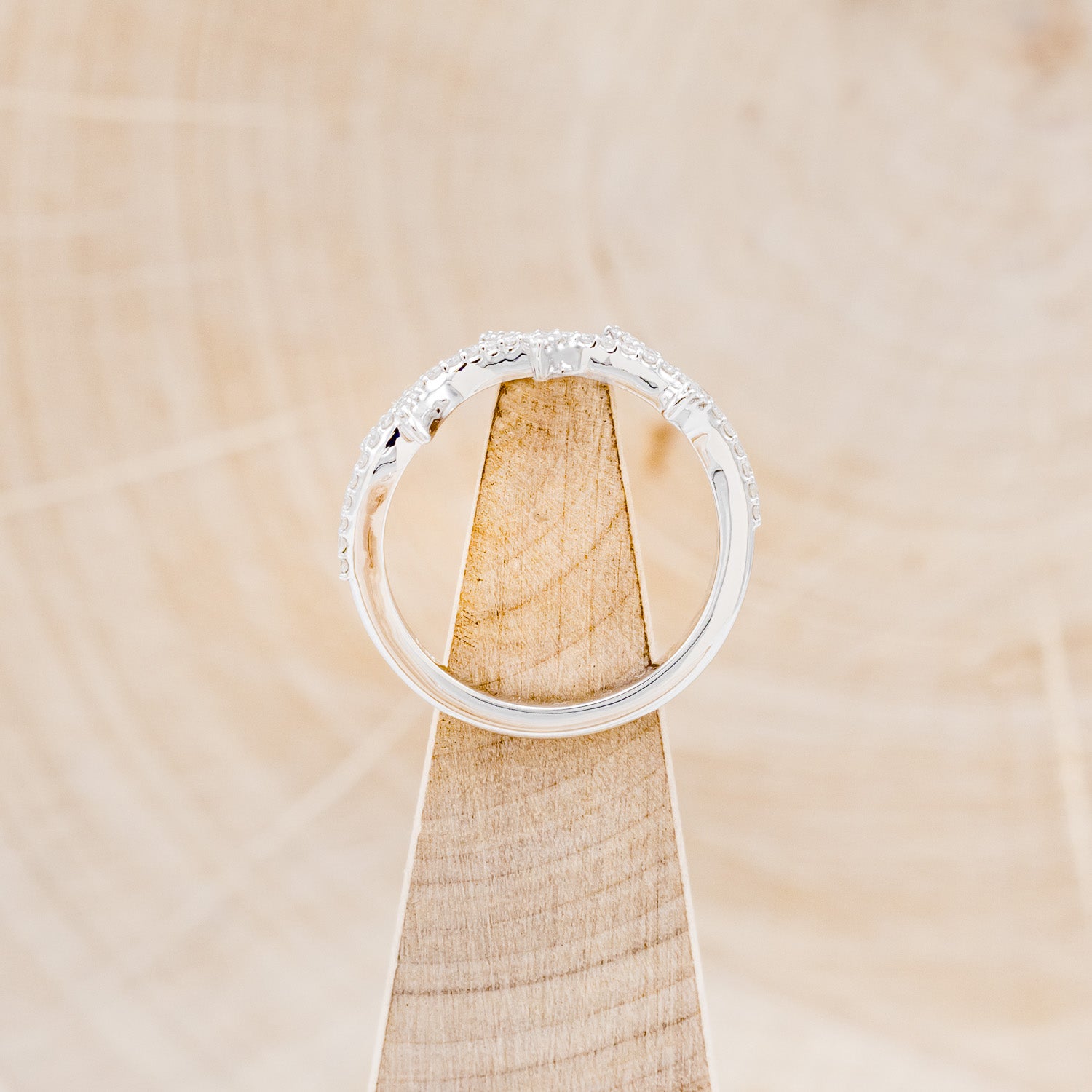 "ARTEMIS" STACKER - 14K GOLD PAVÉ DIAMOND ANTLER-STYLE STACKING BAND-12