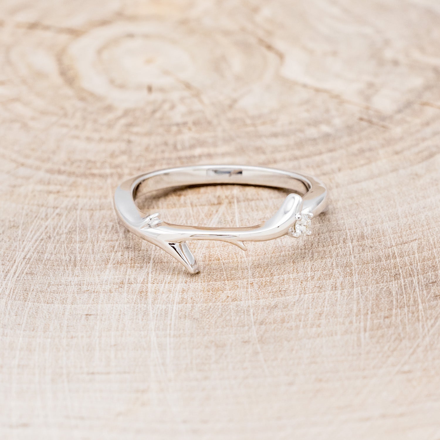 "ARTEMIS" - SHIELD CUT SALT & PEPPER DIAMOND ENGAGEMENT RING WITH DIAMOND ACCENTS & STACKING BAND-15