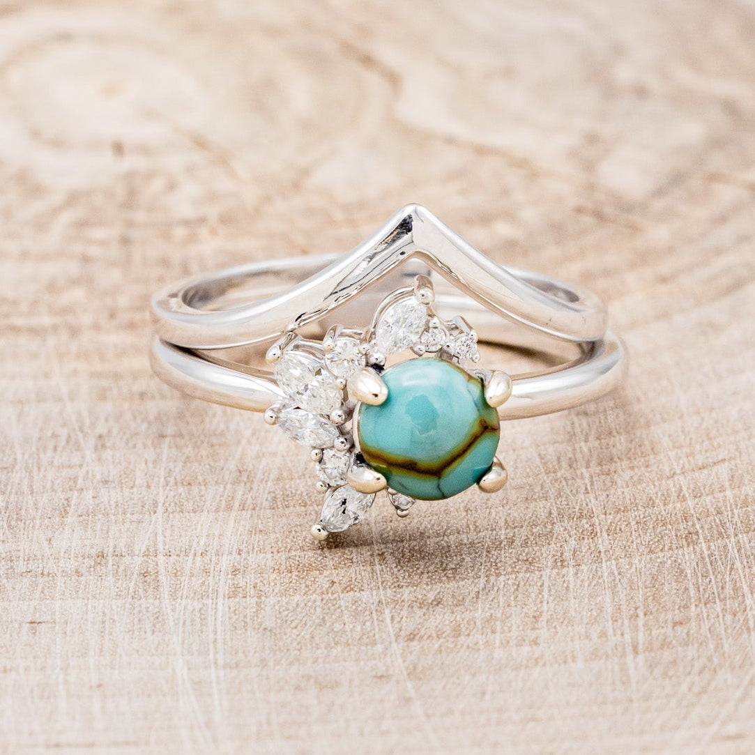 "AURAE" - ROUND CUT TURQUOISE ENGAGEMENT RING & TRACER-4