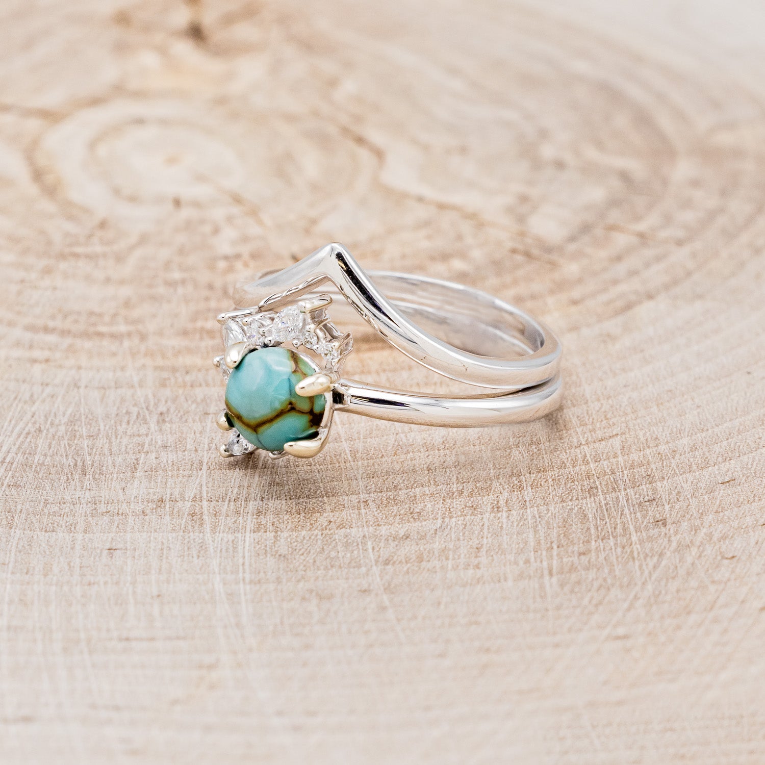 "AURAE" - ROUND CUT TURQUOISE ENGAGEMENT RING & TRACER-3