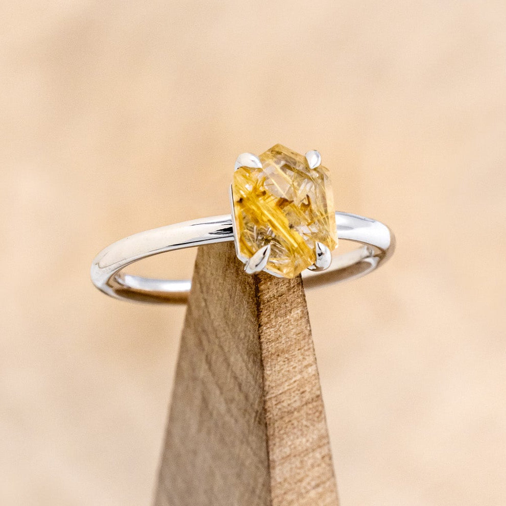 "AURUM" - HEXAGON RUTILATED QUARTZ SOLITAIRE ENGAGEMENT RING-8