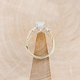 "BLOSSOM" - ROUND CUT MOONSTONE ENGAGEMENT RING WITH LEAF SHAPED DIAMOND ACCENTS - EXPEDITED-12