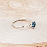 "MON PETIT" - BRIDAL SUITE - OVAL CUT MONTANA SAPPHIRE ENGAGEMENT RING WITH DIAMOND CUFF STACKER & FLAT GOLD BAND