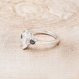 MARQUISE CUT MOISSANITE ENGAGEMENT RING WITH BLACK DIAMOND ACCENTS