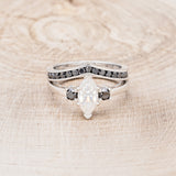 MARQUISE CUT MOISSANITE ENGAGEMENT RING WITH BLACK DIAMOND ACCENTS & "CARA" TRACER-4