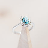 "CLEOPATRA" - OVAL TURQUOISE ENGAGEMENT RING WITH DIAMOND ACCENTS-7