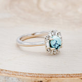 "CLEOPATRA" - OVAL TURQUOISE ENGAGEMENT RING WITH DIAMOND ACCENTS-8