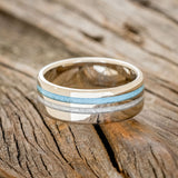 "COSMO" - DIAMOND DUST & TURQUOISE WEDDING BAND-9