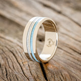 "COSMO" - DIAMOND DUST & TURQUOISE WEDDING BAND-7