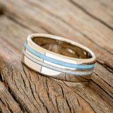 "COSMO" - DIAMOND DUST & TURQUOISE WEDDING BAND-8