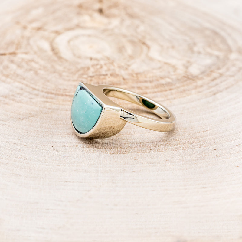 "DEMI" - HALF MOON SHAPED TURQUOISE ENGAGEMENT RING