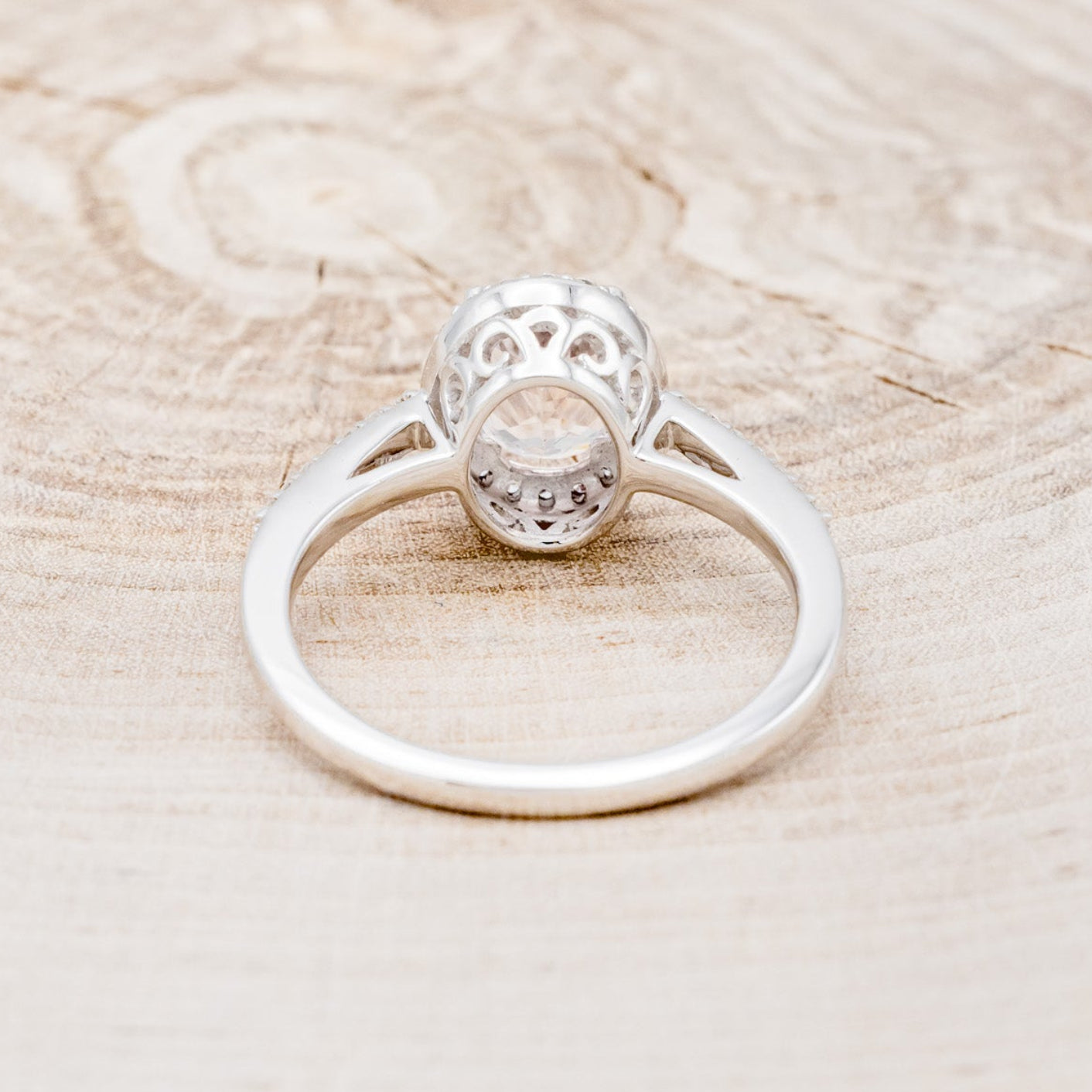 "DIANA" - OVAL MORGANITE ENGAGEMENT RING WITH DIAMOND HALO & ACCENTS-11