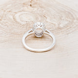 "DIANA" - OVAL MORGANITE ENGAGEMENT RING WITH DIAMOND HALO & ACCENTS