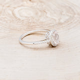 "DIANA" - OVAL MORGANITE ENGAGEMENT RING WITH DIAMOND HALO & ACCENTS