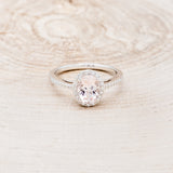 "DIANA" - OVAL MORGANITE ENGAGEMENT RING WITH DIAMOND HALO & ACCENTS - READY TO SHIP