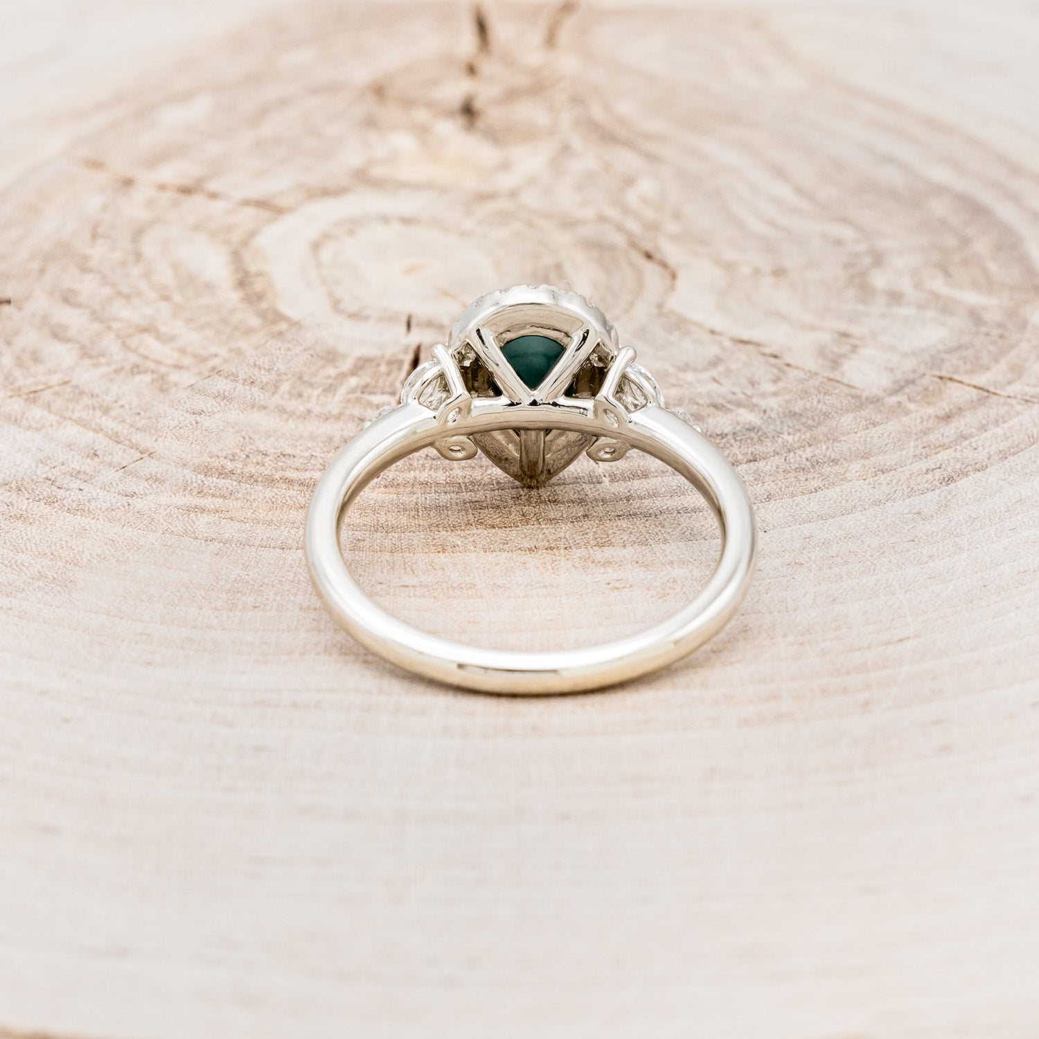 "DREAM" - PEAR-SHAPED TURQUOISE ENGAGEMENT RING WITH DIAMOND HALO & ACCENTS-5
